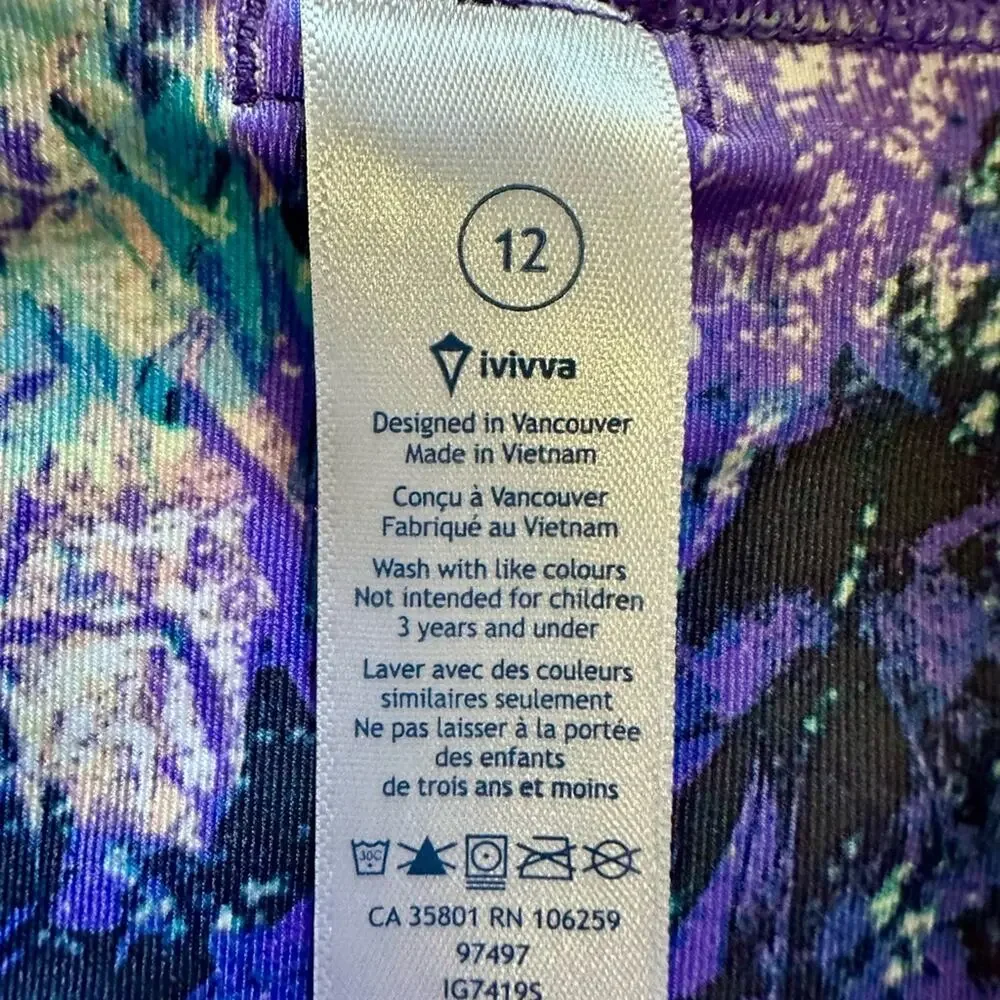 Ivivva by Lululemon Purple Blue Mixed Print Speed Shorts Athleisure Sporty 12
